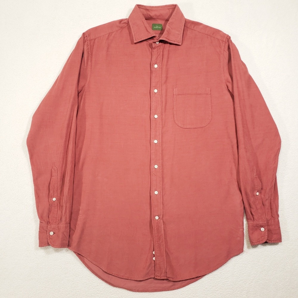 Sid Mashburn Button Up Shirt Mens Medium Red Wale‎ Corduroy Long Sleeve Pocket